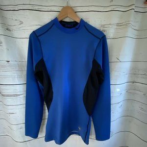 Nike Pro Combat Dri Fit Shirt Small Top Mens Long Sleeve Fitted Blue Black